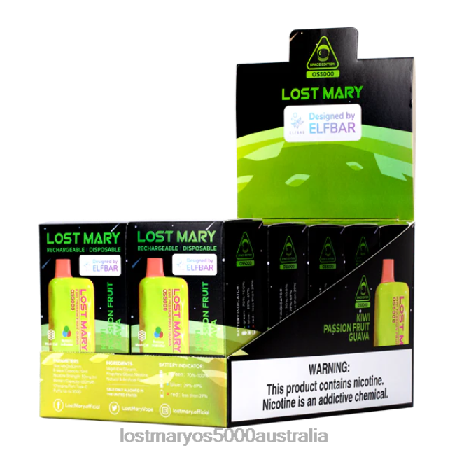 LOST MARY OS5000 Kiwi Passion Fruit Guava JPDZX39 Lost Mary Flavours New