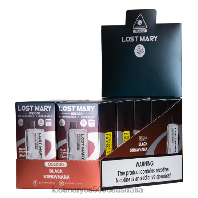 LOST MARY OS5000 Luster Black Strawnana JPDZX11 Lost Mary Vape Australia