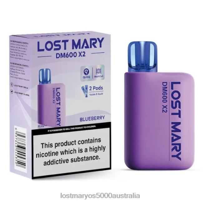 LOST MARY DM600 X2 Disposable Vape Blueberry JPDZX189 Lost Mary Flavours New