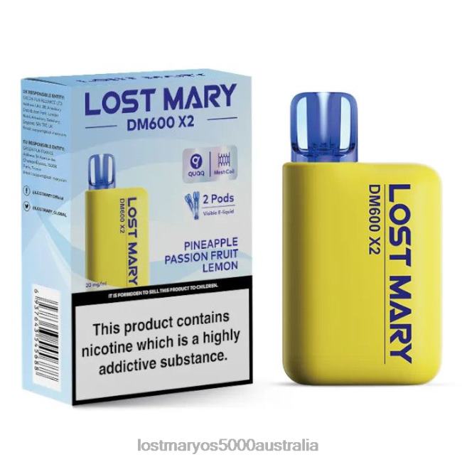 LOST MARY DM600 X2 Disposable Vape Pineapple Passion Fruit Lemon JPDZX197 Lost Mary Vape Price