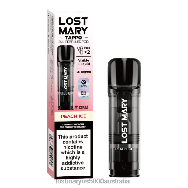 LOST MARY Tappo Prefilled Pods - 20mg - 2PK Peach Ice JPDZX180 Lost Mary Wholesale