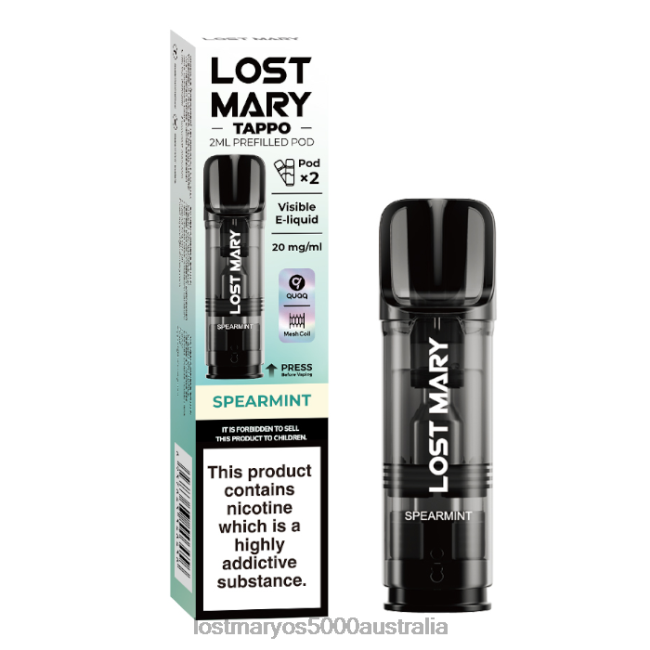 LOST MARY Tappo Prefilled Pods - 20mg - 2PK Spearmint JPDZX176 Lost Mary Vape Flavors
